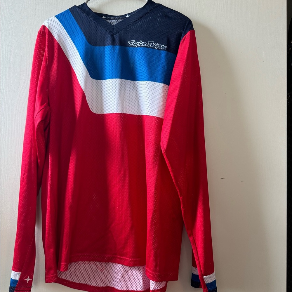 Vintage Troy Lee Designs Red and Blue Long Sleeve Shirt